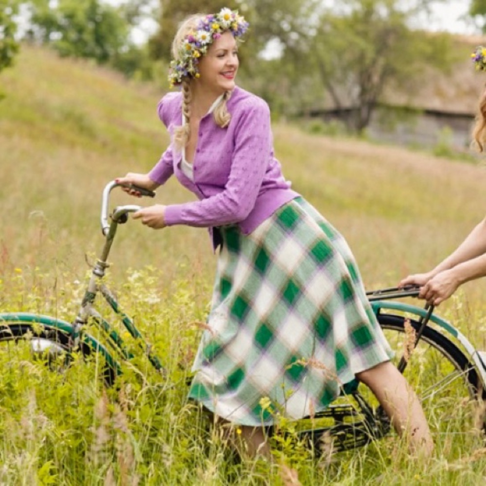 Jazzy A-line Skirt in Green Plaid